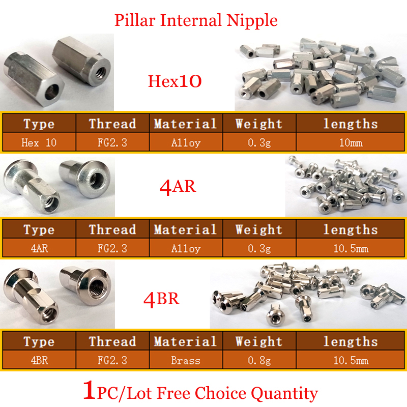 Spoke Nipple Brass - 1pcs/lot Pillar internal Bike Spoke Nipple