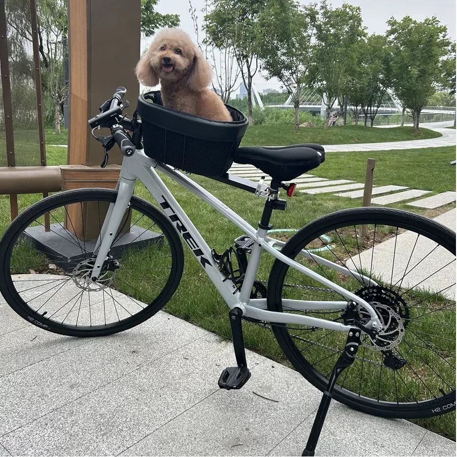 Mountain Biking With Dog - Bicycle Pet Basket Mountain Road Bike