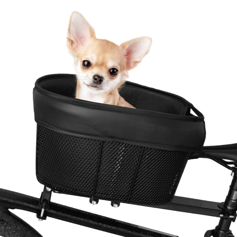 Mountain Biking With Dog - Pet Bicycle Basket Mountain Bike Traveling