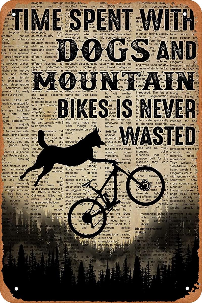 Metal Vintage Tin Sign Decor T - Mountain Biking With Dog review and price